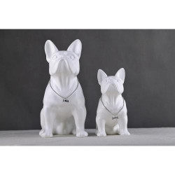 WUBIANJIE Statue bouledogue français céramique blanche décoration en situation