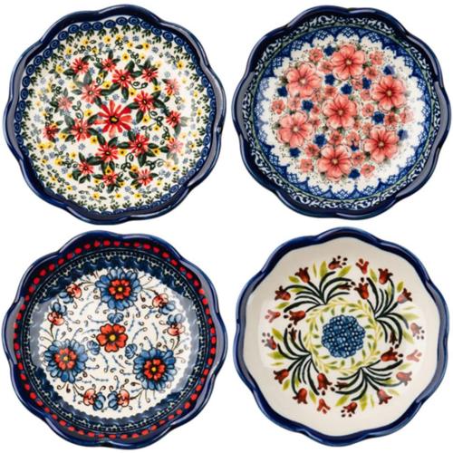 Présentation de Présentation Assiettes porcelaine, lot 4, motif floral exotique