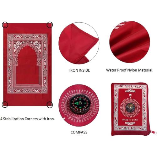 Présentation de Zoom sur Tapis de Prière Musulman Portable, Étanche, Boussole