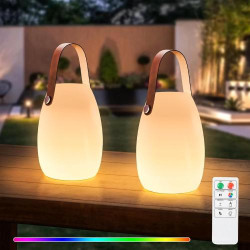 Présentation Lampe de table LED extérieure, télécommande, blanc chaud, étanche IP44