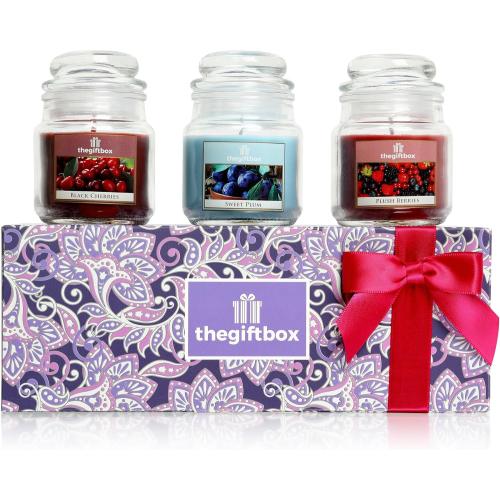 Présentation de Présentation Bougie parfumée luxe, ensemble cadeau 8 bougies, 3 bougeoirs