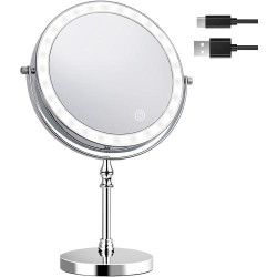 Présentation Miroir Maquillage Lumineux Amelar, 3 Couleurs, USB, 360°