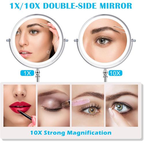 Présentation de Zoom sur Miroir Maquillage Lumineux Amelar, 3 Couleurs, USB, 360°