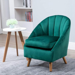 Fauteuil Velours Vert HOMCOM, Rembourrage Épais, Structure Solide en situation