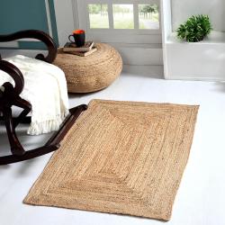 Présentation Tapis de Salon Jute Naturel Tissé Main Éthique Eco Responsable