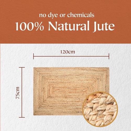 Présentation de Tapis de Salon Jute Naturel Tissé Main Éthique Eco Responsable en situation