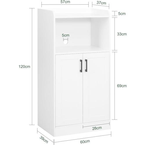 Présentation de Zoom sur Buffet SoBuy Rangement Micro Ondes Commode Blanc