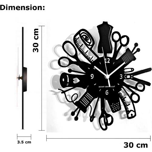 Présentation de Zoom sur Horloge Murale Machine à Coudre, Idée Cadeau Unique