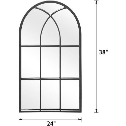 Présentation de Miroir mural noir ZMYCZ, design arque, cadre métal en situation