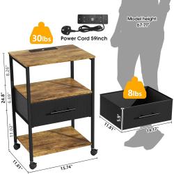 Table de chevet, station de charge, 2 prises, 2 USB en situation