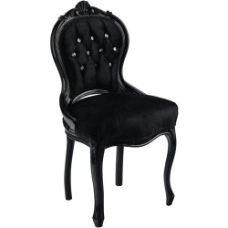 Présentation Fauteuil Louis XIV ITALUX MORE LIGHT, Acajou, Velours Noir