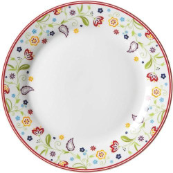 Présentation Assiette plate Shanti Doppio, porcelaine, blanc, motif cachemire