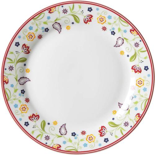 Présentation de Présentation Assiette plate Shanti Doppio, porcelaine, blanc, motif cachemire