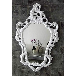 Présentation Miroir mural baroque ovale brillant blanc salle de bain