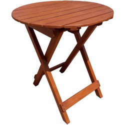 Présentation Table de jardin ronde pliante bois eucalyptus Spetebo