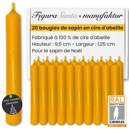 Présentation de Présentation Bougies sapin Noël, cire d’abeille 100% pure, 20 pièces