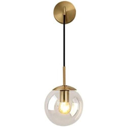 Applique murale boule de verre, lampe murale laiton E27, luminaire design en situation