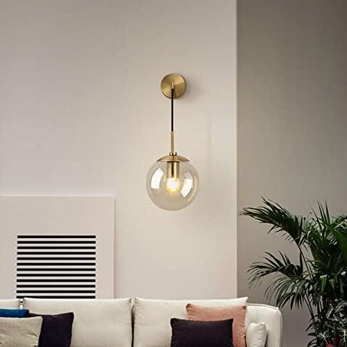 Présentation de Zoom sur Applique murale boule de verre, lampe murale laiton E27, luminaire design