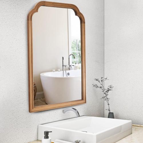 Présentation de Zoom sur Miroir mural rectangulaire WallBeyond, cadre bois clair