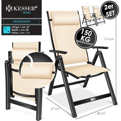 Chaise de Jardin Pliante KESSER - Aluminium Ajustable avec Oreiller en situation