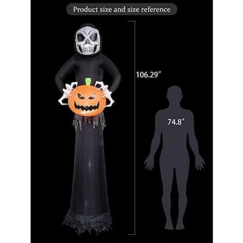 Présentation de Zoom sur Gonflables Halloween Fantôme, Citrouille, Décoration LED Jardin