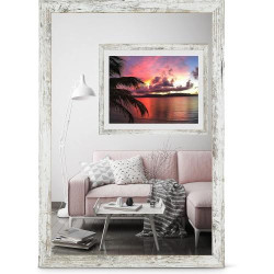 Présentation Cadre photo décoratif vintage blanc bois Byup, 29,7 x 42 cm