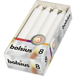 Présentation Bougies Crown Bolsius, Blanches, Lot de 8