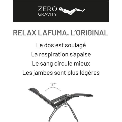 Présentation de Zoom sur Fauteuil Relax Zero Gravité Lafuma Mobilier, Bleu Ciel