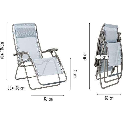 Présentation de Fauteuil Relax Zero Gravité Lafuma Mobilier, Bleu Ciel en situation