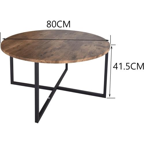 Présentation de Zoom sur Table basse ronde noire, marron, style industriel, empilable