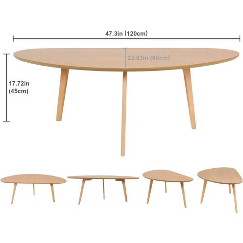 Présentation de Table Basse Ovale PHOENANCEE, Manguier Massif, Style Industriel en situation