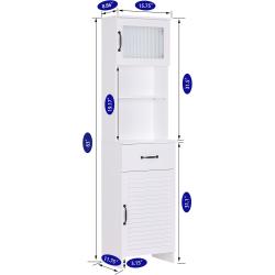 Armoire haute blanche, placard autonome, 2 portes, tiroir en situation