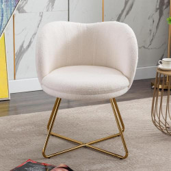 Présentation Fauteuil Rembourré Fausse Fourrure Chairus, Blanc