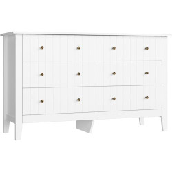 Présentation Commode Blanche 6 Tiroirs Moderne Bois FOREHILL