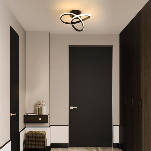 Présentation de Plafonnier LED Noir, Luminaire Moderne, Lumière Blanc Chaud en situation