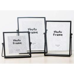 Présentation Cadres photo vintage noirs, métal, verre, lot de 3