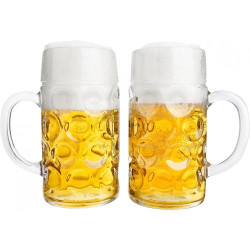 Chopes à bière en verre calibrées, VAN WELL, lot de 6 en situation