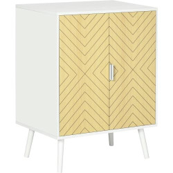 Présentation Buffet Meuble Rangement sur Pieds Scandinave Homcom, Blanc, Bois Clair