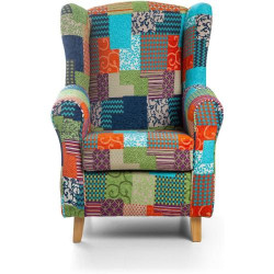 Fauteuil allaitement multicolore patchwork, confort optimal, design moderne en situation