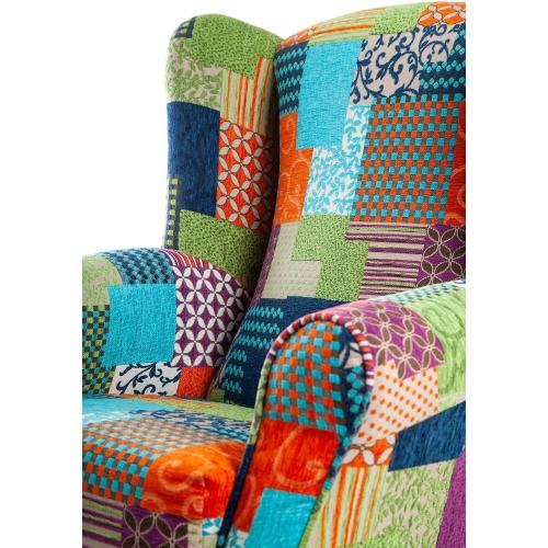 Présentation de Zoom sur Fauteuil allaitement multicolore patchwork, confort optimal, design moderne