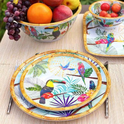 Assiette Plate Melamine Toucans de Rio, Les Jardins de la Comtesse en situation