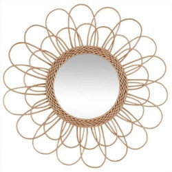 Présentation Miroir rotin fleur beige, décoration intérieure élégante