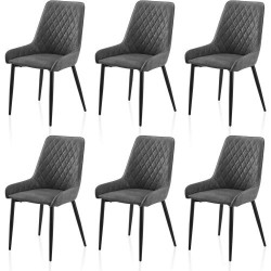 Présentation Chaises TUKAILAI simili cuir, métal, gris, lot de 4