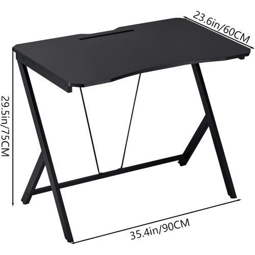 Présentation de Zoom sur Bureau Gamer Deilaly, Table Ordinateur, Étagère Moniteur, Acier