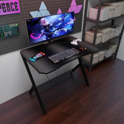 Bureau Gamer Deilaly, Table Ordinateur, Étagère Moniteur, Acier en situation