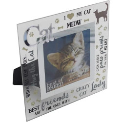 Présentation Cadre photo miroir 3D paillettes motif chat, I Love Cat