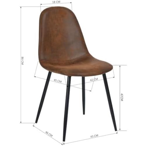 Présentation de Zoom sur Chaises Scandinaves Rétro en Suédine marron Pied Métal Noir