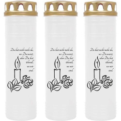 Présentation Bougies funéraires Hs Candle, lot de 3, blanches