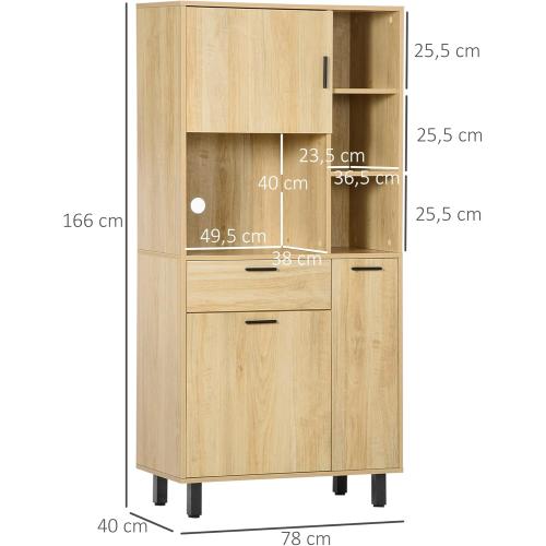 Présentation de Zoom sur Buffet Cuisine Armoire Multi Rangements, Tiroir, Placards, Niches