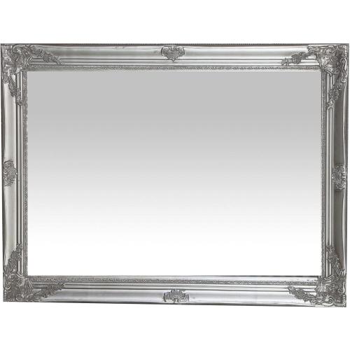 Présentation de Miroir Mural Shabby Chic Argent Antique, Made in Italy en situation